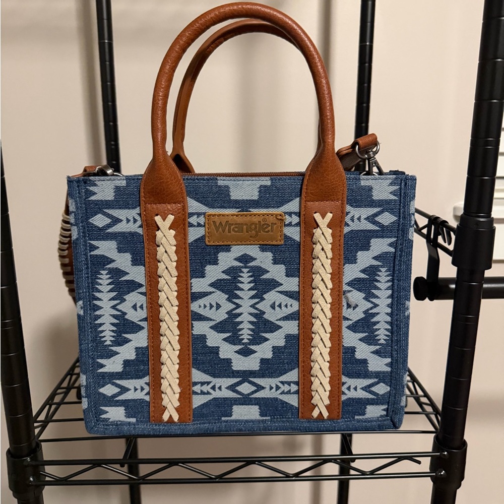 Wrangler Aztec Blue and Tan Satchel